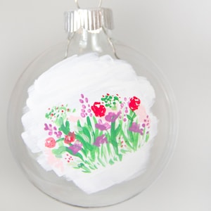 Wildflower Christmas Ornament // Hand painted Glass