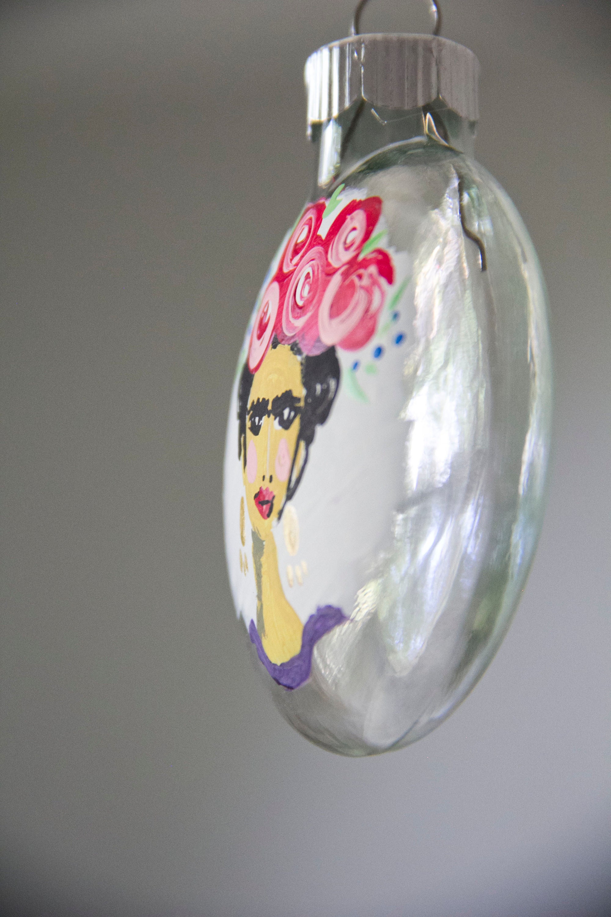 Frida Kahlo Inspired Christmas Ornament // Hand Painted Glass - Etsy