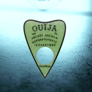 Goth Hair Clip Creepy Cute Planchette Green Glitter