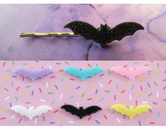 Bat Hair Clip - Spooky Gothic Barrette - Glitter Pastel Goth Accessory