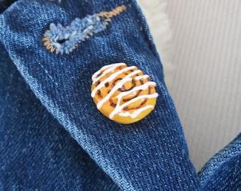 Cinnamon Roll Pin - Breakfast Sweet Bun Pinback Brooch