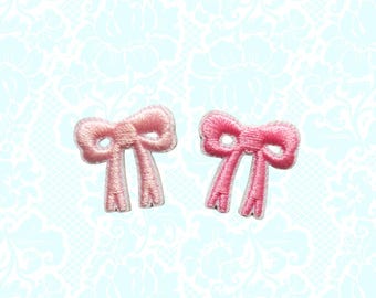Bow Patch - Mini Embroidered Pink Coquette Bows Stick on Patches