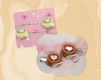 Coffee Hair Clips - Latte Barrettes