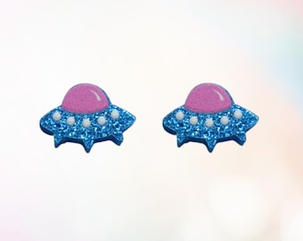 UFO Earrings - Pastel Spaceship Stud Earring Set