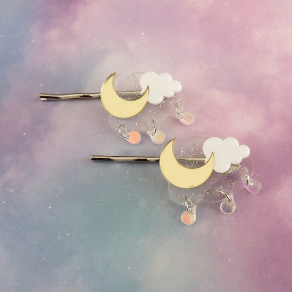 Moon Hair Clip Cloud Celestial Galaxy Barrette