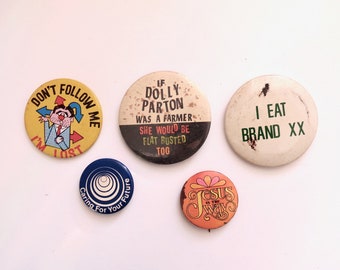 Vintage Pinback Buttons -  Misc. Novelty Pins - You Choose - Genuine Vintage Pin