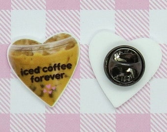 Iced Coffee Pin - Cold Brew Latte Lover Pinback Brooch