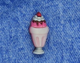 Ice Cream Sundae Pin Tiny Fake Food Brooch