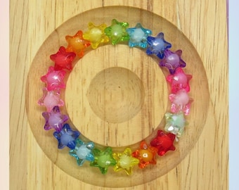 Rainbow Stars Bracelet Kawaii Colorful Beaded Jewelry