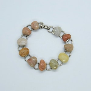 Vintage Gemstone Bracelet - Tumbled Gems - Semi Precious Stone Jewelry 70s 80s