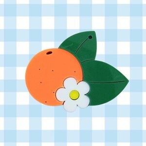 Orange Hair Clip Barrette - Acrylic Citrus Fruit and Flowers Spring Summer Barrette