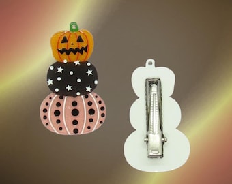 Halloween Jack-o-Lantern Acrylic Hair Clip – Pumpkin Barrette