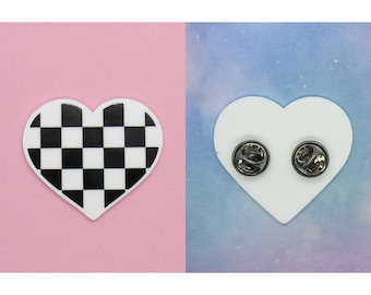 Ska Pin Checkered Heart Brooch