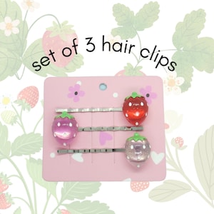 Strawberry Hair Clip Set Summer Fruit Barrette Clips Cottagecore Kawaii