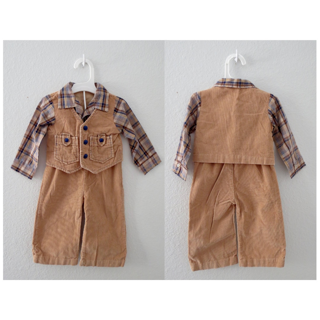 Vintage Boys Clothes Baby Boy Outfit 80s Plaid & Corduroy Etsy