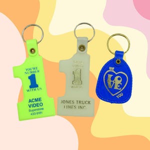 Vintage 70s Plastic Keychain - You Choose One - You&#39;re Number One - We Love You - Misc Advertising Novelty Key Chains