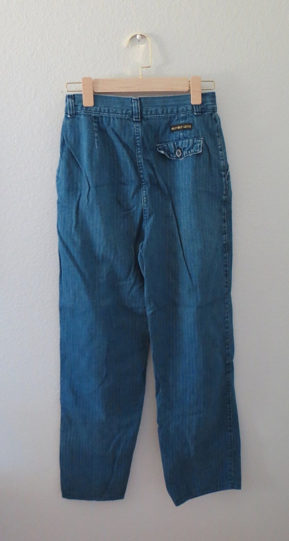 Vintage Mom Jeans Tapered Pinstriped Denim Pants - image 4