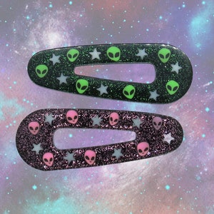 Alien Hair Clip 90s Y2K Space Kawaii Barrettes Glow in the Dark