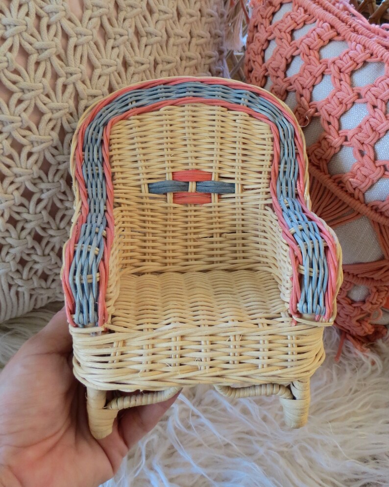 Wicker Chair Plant Stand Mini Rattan Dollhouse Furniture Etsy