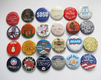 Vintage Pinback Buttons -  Misc. Novelty Pins - You Choose - Genuine Vintage Pin Button