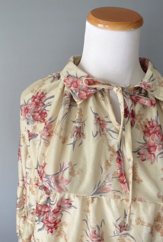 70s Floral Blouse Hippie Boho Cropped Summer Top - image 5