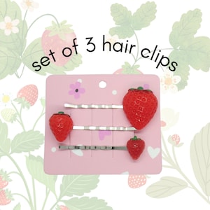 Strawberry Hair Clip Set Summer Fruit Barrette Clips Cottagecore Kawaii