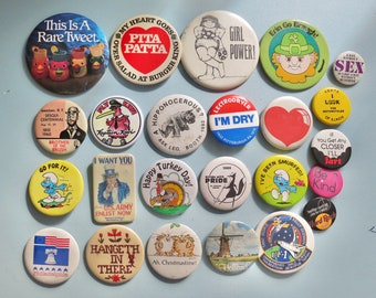 Vintage Pinback Buttons -  Misc. Novelty Pins - You Choose - Genuine Vintage Pin Button