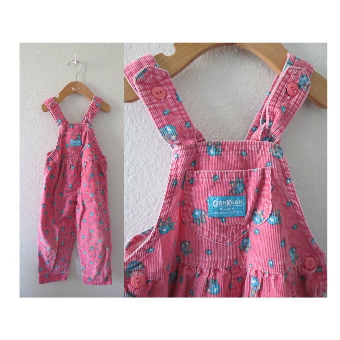 Vintage Oshkosh Overalls Toddler Girl Pink Corduroy Floral Etsy