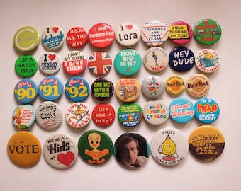 Vintage Pinback Buttons -  Misc. Novelty Pins - You Choose - Genuine Vintage Pin Button