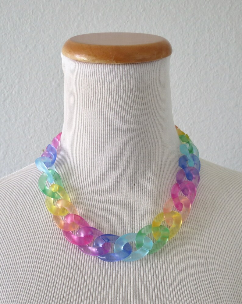 Rainbow Choker Kawaii Plastic Chain Necklace Etsy