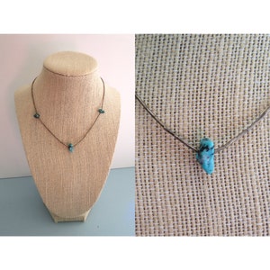 Vintage 70s Choker Necklace - Faux Turquoise Beaded Jewelry - Boho Hippie Summer Heshi Beads
