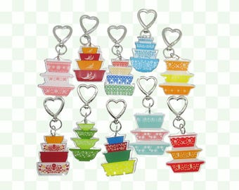 Retro Mixing Bowls Keychains - Vintage Kitchen Bag Charms