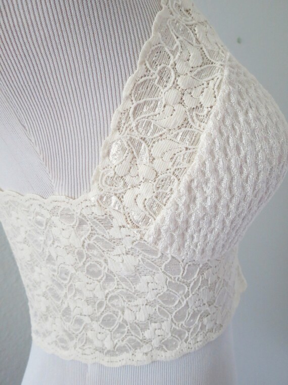 Vintage Lace Bralette 80s Cream Lacy Bra Lingerie… - image 5