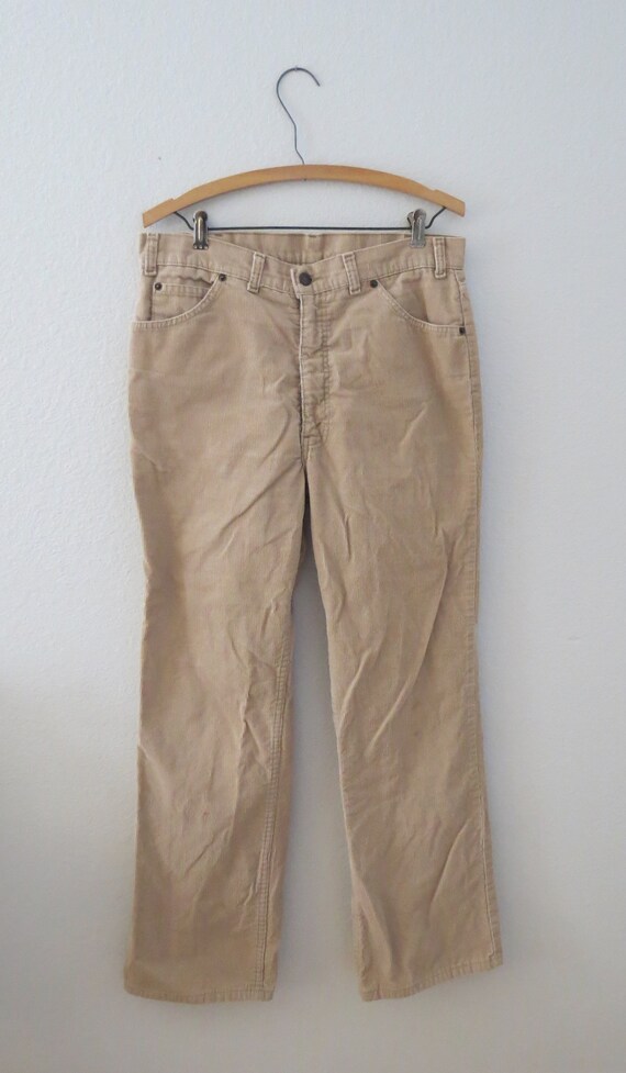 Vintage Levis Corduroy Pants Beige Flare Leg Pant - image 2