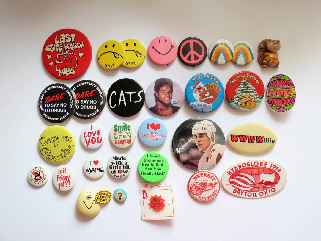 Vintage Pinback Buttons Misc. Novelty Pins You Choose Genuine Vintage