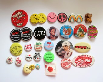 Vintage Pinback Buttons -  Misc. Novelty Pins - You Choose - Genuine Vintage Pin Button