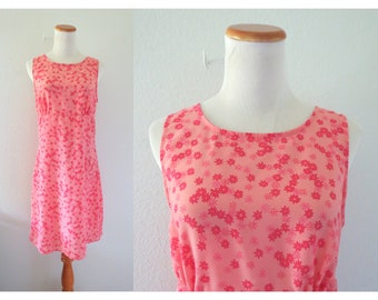 Y2K Dress Pink Floral Sleeveless 90s Sundress Size Medium