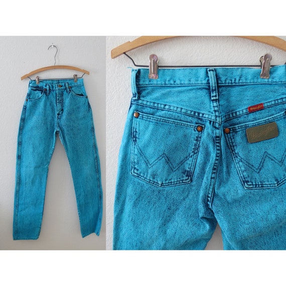 Wrangler Jeans Dyed Blue Denim Western High Waisted XXS Etsy