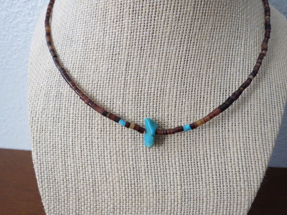 Beaded Choker Necklace Turquoise Stone Boho Hippie - image 3