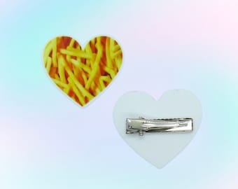 French Fries Hair Clip - Cute Heart Shaped Fast Food Barrette