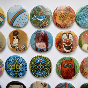 Vintage Pinback Buttons - Misc. Novelty Pins - You Choose - Handmade ...