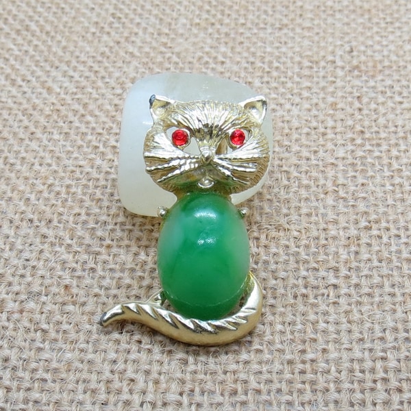 Vintage Cat Brooch Kitty Kitten Pin Gold Tone Gift for Her