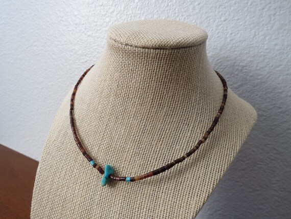 Beaded Choker Necklace Turquoise Stone Boho Hippie - image 4