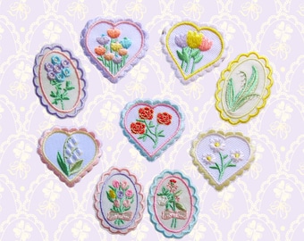 Flower Patch - Pastel Floral Embroidered Stick on Patches