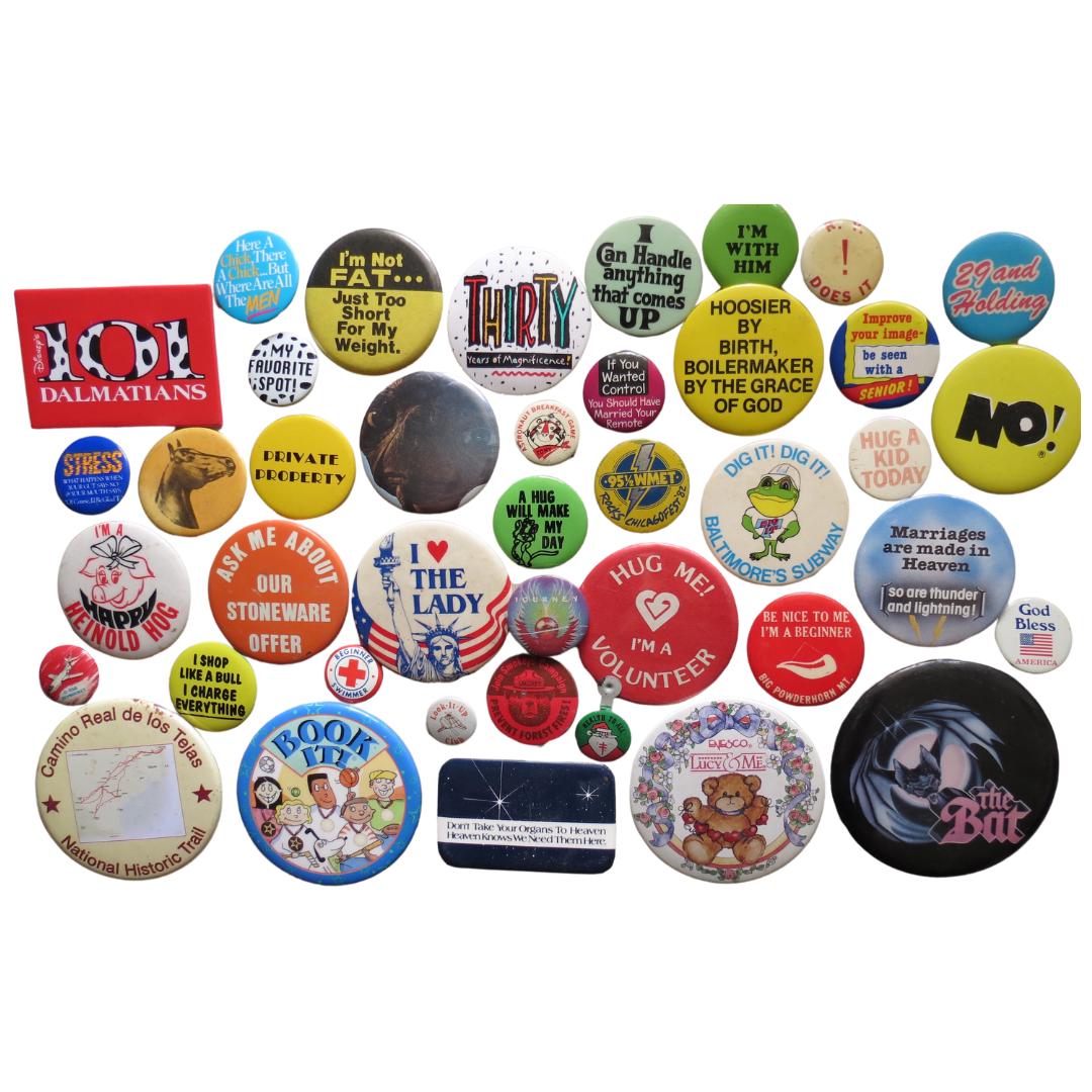 Vintage Pinback Button -  60s 70s 80s 90s Groovy Humor Themes - Misc. Novelty Pins - You Choose - Genuine Vintage Pin Button