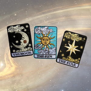 Tarot Card Patches - Sun Moon Star - You Choose One - Iron on Patches for Crafting DIY Fashion Projects Denim Jean Jackets