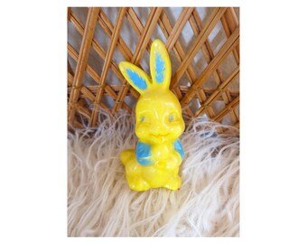 Vintage Easter Rabbit Toy - Knickerbocker Irwin Hard Plastic Bunny Rattle