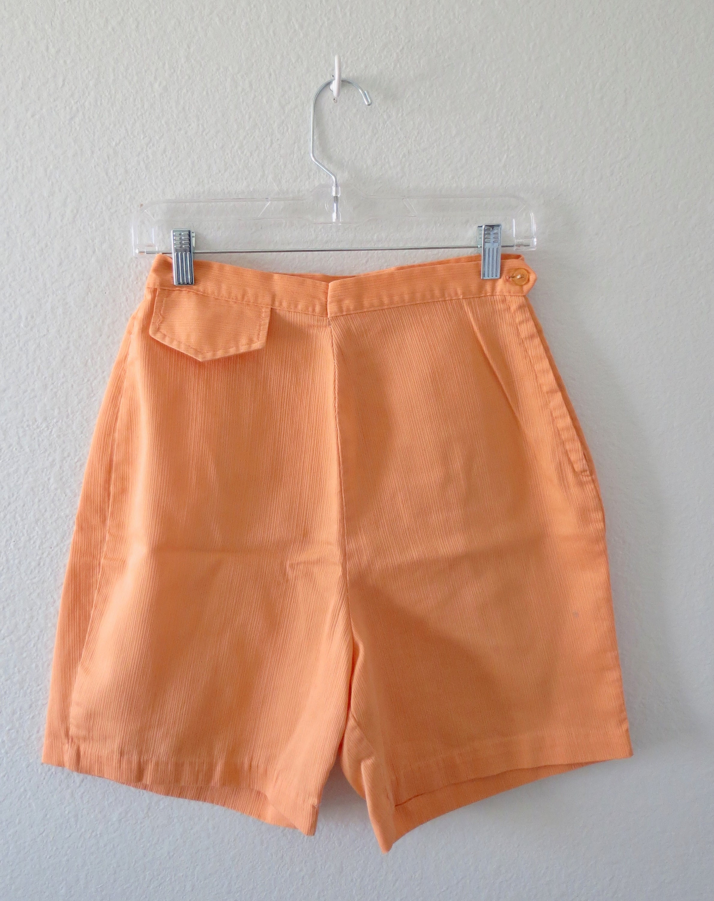 Vintage 60s Shorts - Orange High Waisted Short - 1960s Knee