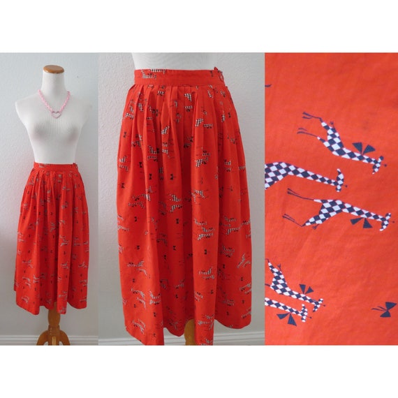 50s Novelty Skirt 1950s Cotton Circle Skirts