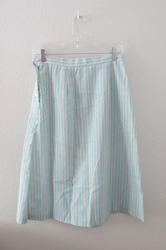Vintage Pastel Midi Skirt - High Waisted Striped … - image 9